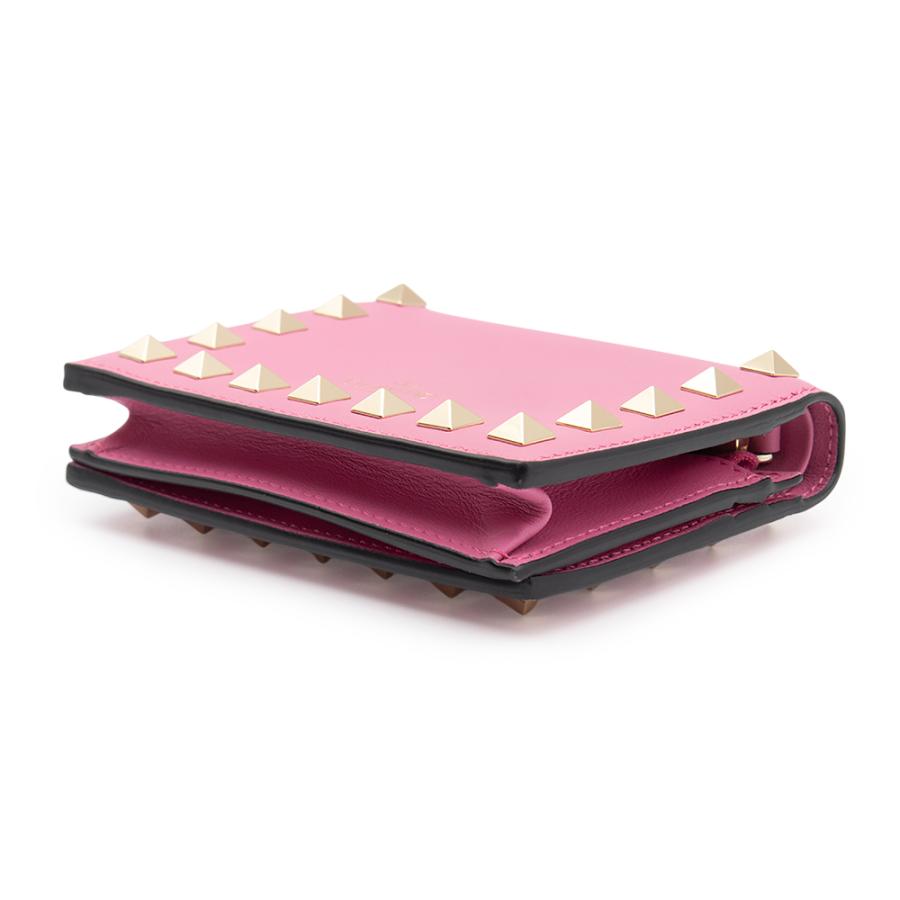 （新品・未使用品）ヴァレンティノ ガラヴァーニ Valentino Garavani ロックスタッズ スモール ウォレット 二つ折り財布 カーフスキン レザー ピンク ゴールド金具 WW2P0P39BOL 新品・未使用品）ヴァレンティノ ガラヴァーニ Valentino Garavani