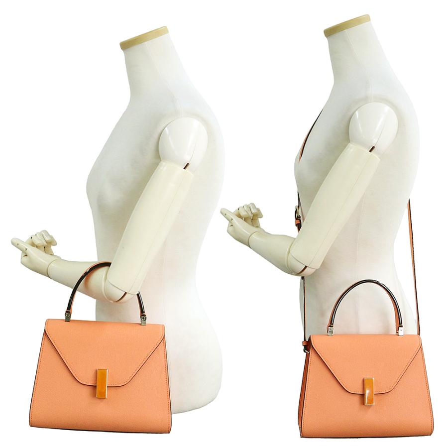 （未使用　展示品）ヴァレクストラ Valextra ミニ イジィデ クォーツ 2WAY ショルダー ハンドバッグ 斜め掛け ソフトカーフ レザー ピーチオレンジ ライトゴールド金具 WBES0036028LOCPQP Valextra（ヴァレクストラ） （未使用 展示品）ヴァレクストラ ミニ