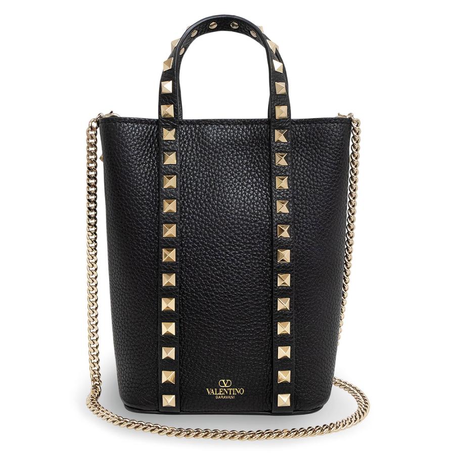 未使用に近いヴァレンティノガラヴァーニバケットバッグレザーロゴ金具黒紺