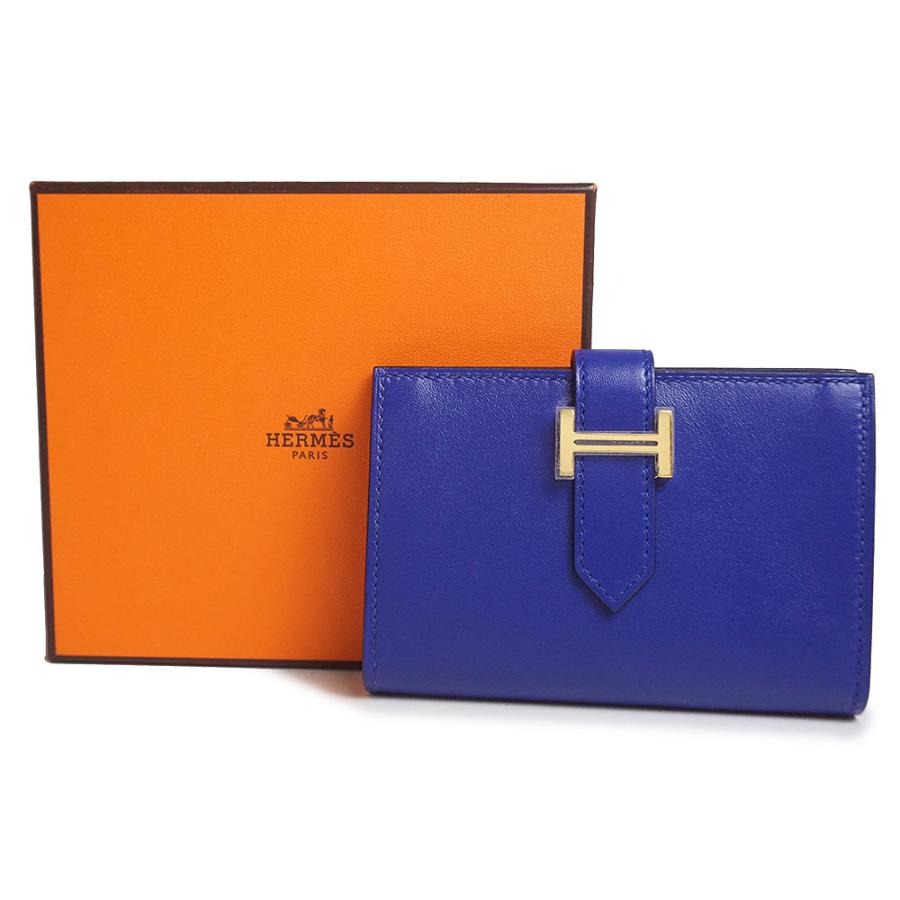 【正規品】エルメス HERMES カードケース 名刺入れ ブルー レザー HERMES（エルメス） （未使用 展示品）エルメス ベアン カードケース