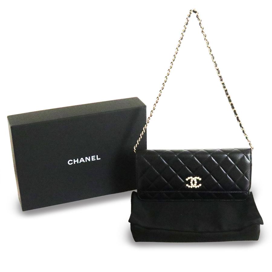 シャネル　デカココ　ポーチ　ラムスキン　黒　チェーンショルダー　正規品 CHANEL（シャネル） （未使用 展示品）シャネル ココマーク チェーン