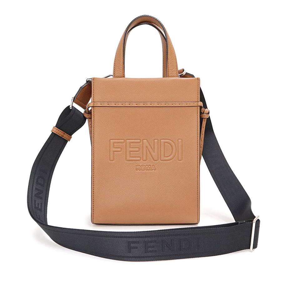 （未使用　展示品）フェンディ FENDI ローマ ゴートゥショッパー スモール ロゴ 2WAY ショルダー ハンドバッグ 斜め掛け ブラウン 茶 シルバー金具 7VA584 FENDI（フェンディ） （未使用 展示品）フェンディ ローマ ゴートゥ