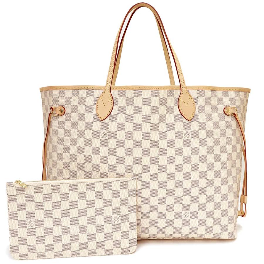 （未使用　展示品）ルイ ヴィトン LOUIS VUITTON ネヴァーフル GM トートバッグ ダミエアズール ヌメ革 レザー ホワイト ローズベージュ 白 ゴールド金具 N40602 LOUIS VUITTON（ルイ・ヴィトン） （未使用 展示品）ルイ ヴィトン