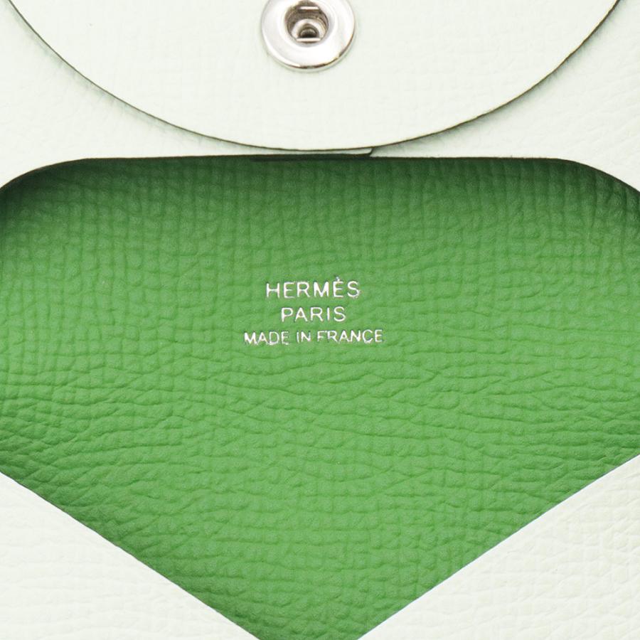 HERMES エルメス バスティア B刻印 コインケース グリーン レザー