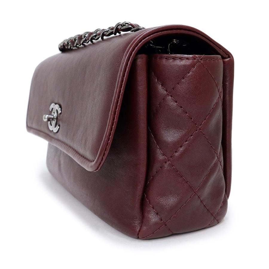 （中古）シャネル CHANEL ココマーク マトラッセ 2way チェーン ショルダーバッグ 斜め掛け カーフスキン レザー ボルドー ワインレッド 赤 シルバー金具_5