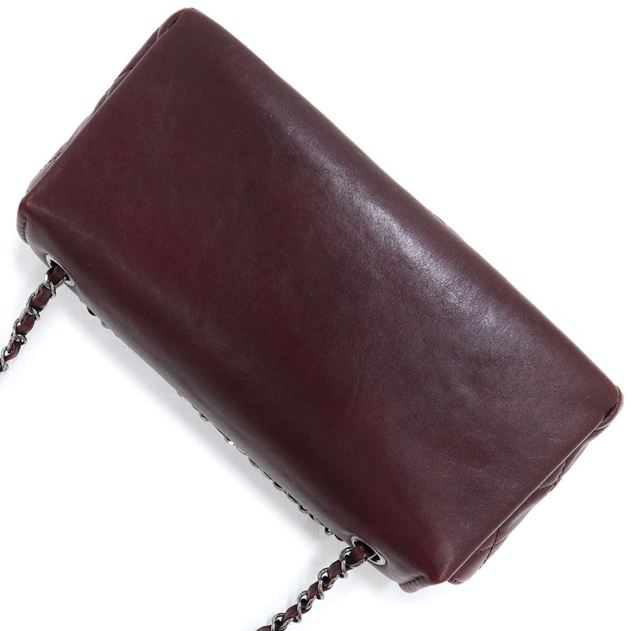 （中古）シャネル CHANEL ココマーク マトラッセ 2way チェーン ショルダーバッグ 斜め掛け カーフスキン レザー ボルドー ワインレッド 赤 シルバー金具_6