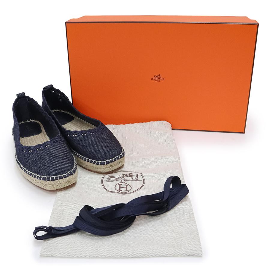 エルメス　エスパドリーユ　紺色　カジュアルシューズ HERMES（エルメス） （未使用保管品）エルメス レディスエスパドリーユ