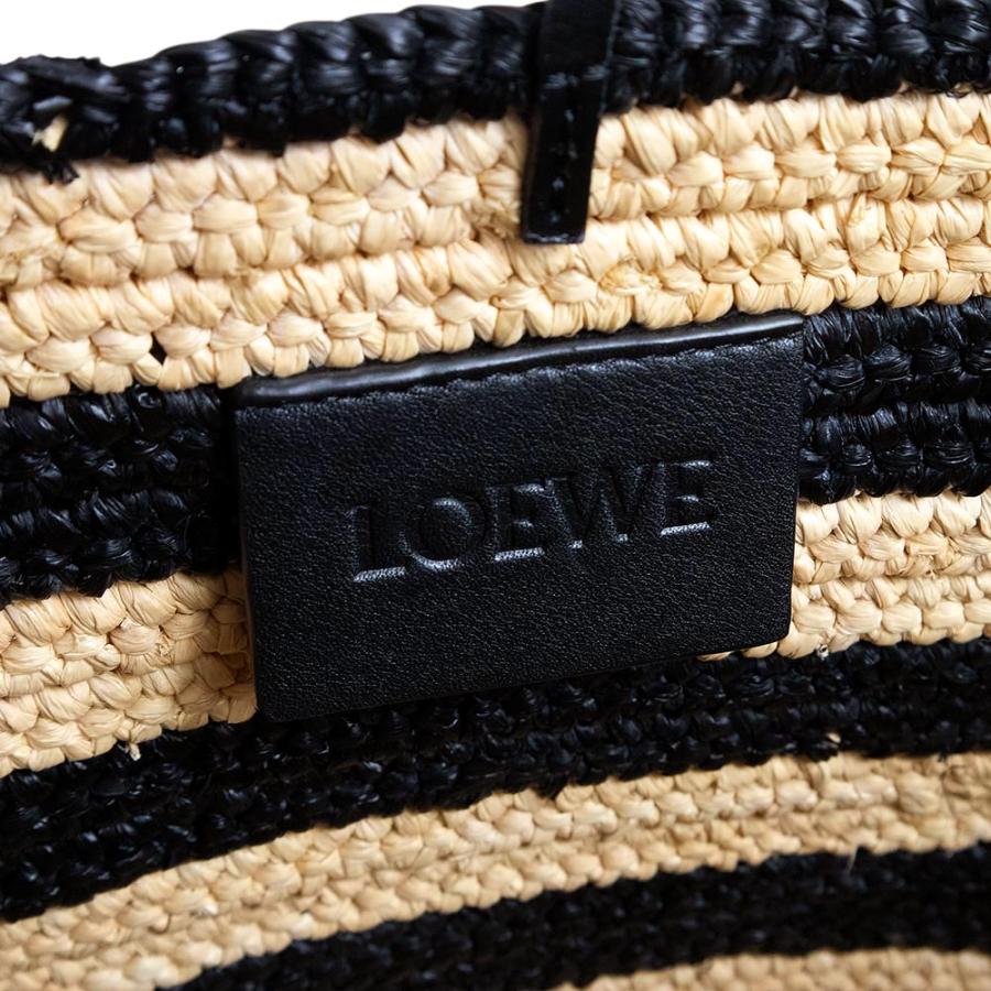（未使用　展示品）ロエベ LOEWE エレファント バスケット スモール ハンドバッグ かご 象 ゾウ ラフィア カーフスキン レザー ナチュラル ブラック A223T37X02の画像