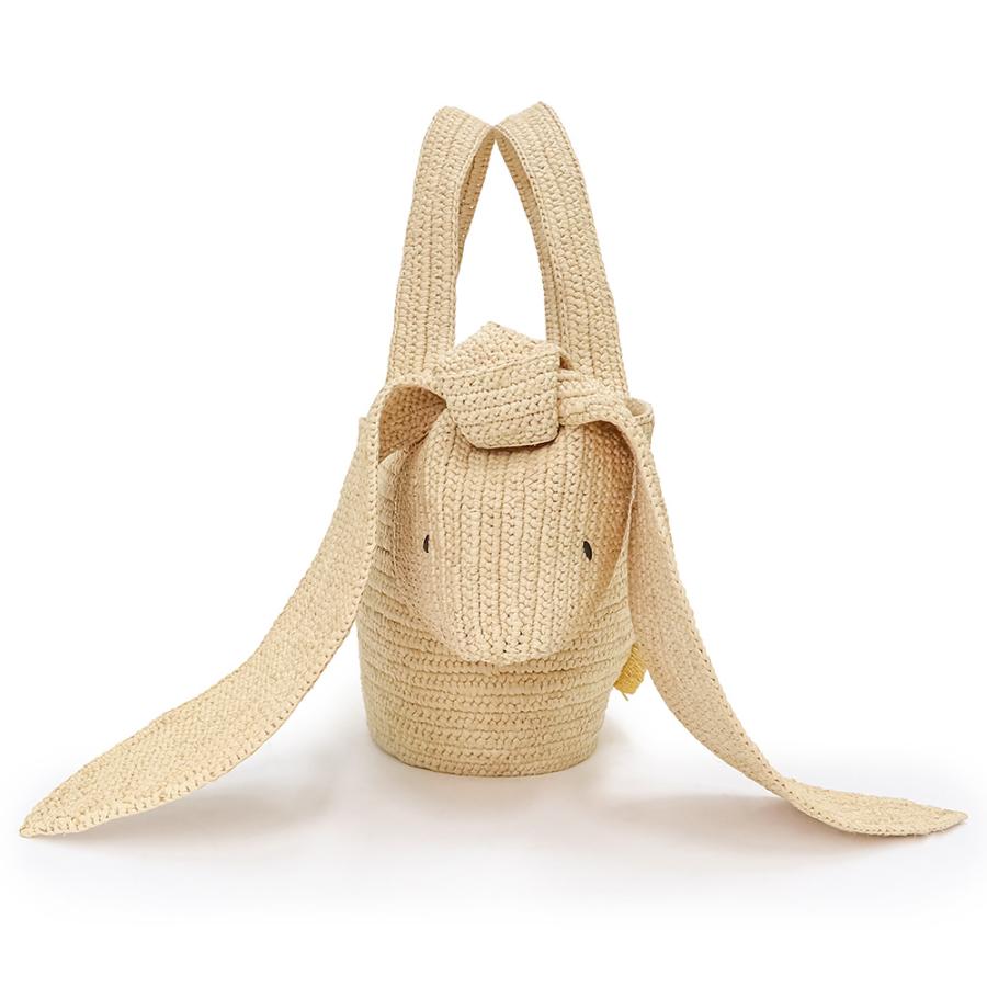 （新品・未使用品）ロエベ LOEWE バニー バスケット かご うさぎ ハンドバッグ ラフィア カーフスキン レザー ナチュラル ベージュ イエロー 黄 A223S17X01の画像