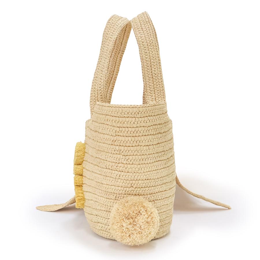 （新品・未使用品）ロエベ LOEWE バニー バスケット かご うさぎ ハンドバッグ ラフィア カーフスキン レザー ナチュラル ベージュ イエロー 黄 A223S17X01の画像