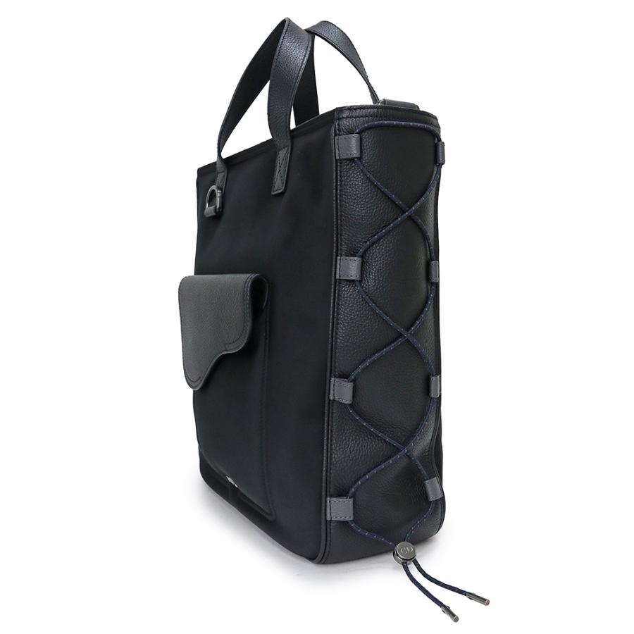 【美品】 DIOR × Sacai レザー×ナイロン サドルバッグ ブラック DIOR × sacai サドル 2WAY ハンドバッグ トートバッグ ナイロン レザー