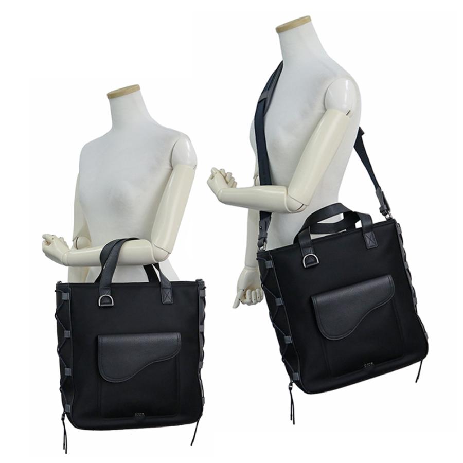 【美品】 DIOR × Sacai レザー×ナイロン サドルバッグ ブラック 新品未使用 Christian Dior クリスチャンディオール and SACAI SADDLE