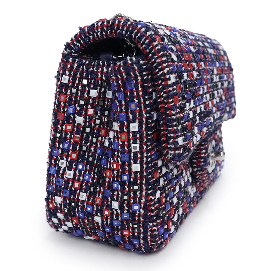 【超美品】シャネル 現行 ロゴ総柄 ココマーク 花柄 ストライプ レッド 紺 白 CHANEL（シャネル） （未使用 展示品）シャネル ココマーク ミニ