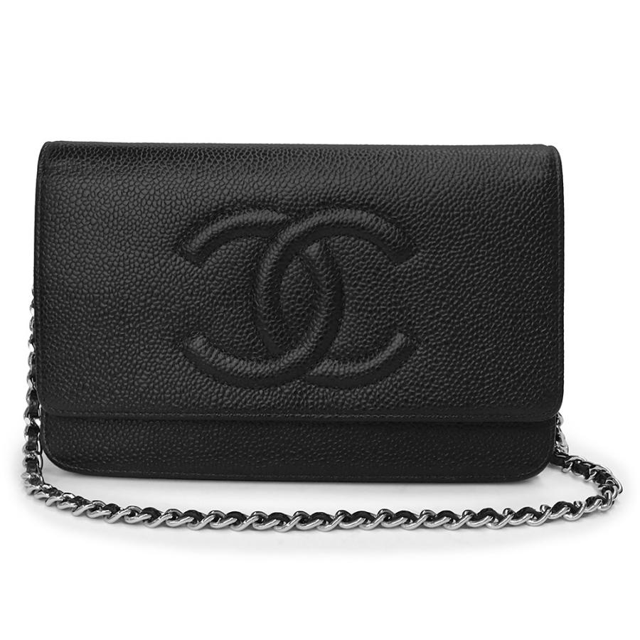 （未使用　展示品）シャネル CHANEL ココマーク ショルダーバッグ チェーンウォレット 斜め掛け 長財布 キャビアスキン レザー ブラック 黒 シルバー金具 A48654 箱付 CHANEL（シャネル） （未使用 展示品）シャネル ココマーク ショルダー