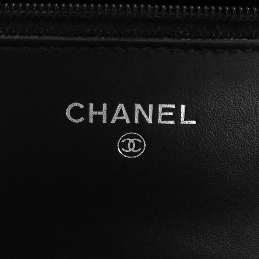 （未使用　展示品）シャネル CHANEL ココマーク ショルダーバッグ チェーンウォレット 斜め掛け 長財布 キャビアスキン レザー ブラック 黒 シルバー金具 A48654_9