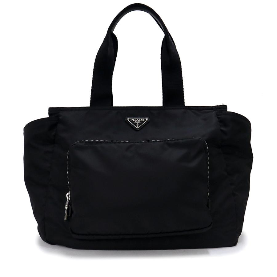 ✨極美✨　PRADA プラダ　トートバッグ　グレー　三角プレート PRADA プラダ テスート 三角ロゴプレート ブラック 黒 シルバー金具
