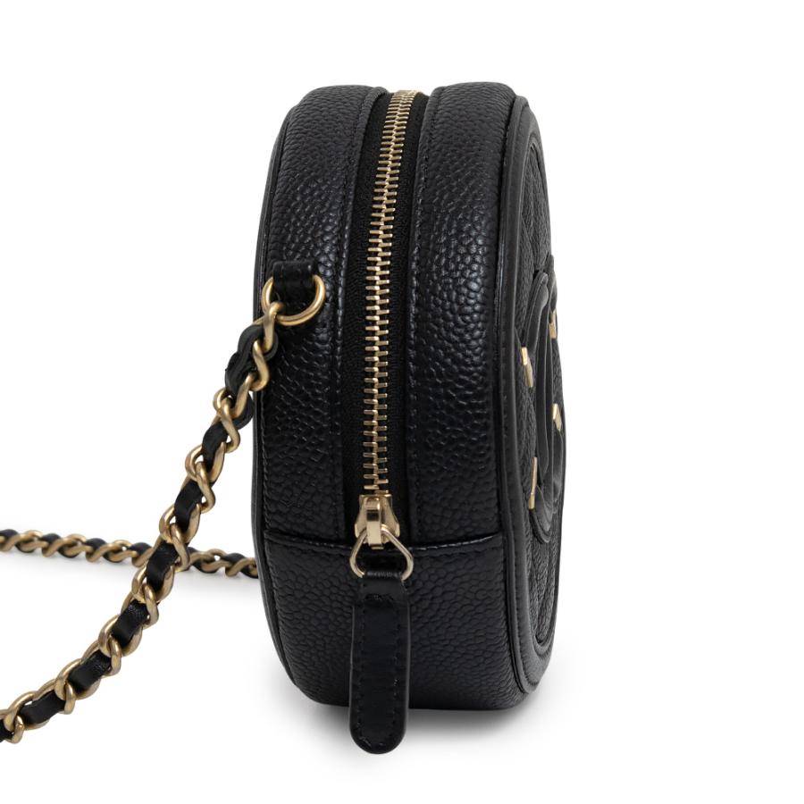 （未使用　展示品）シャネル CHANEL CCフィリグリー ラウンド ミニ チェーン ショルダーバッグ キャビアスキン レザー ブラック 黒 アンティークゴールド AP0365_3