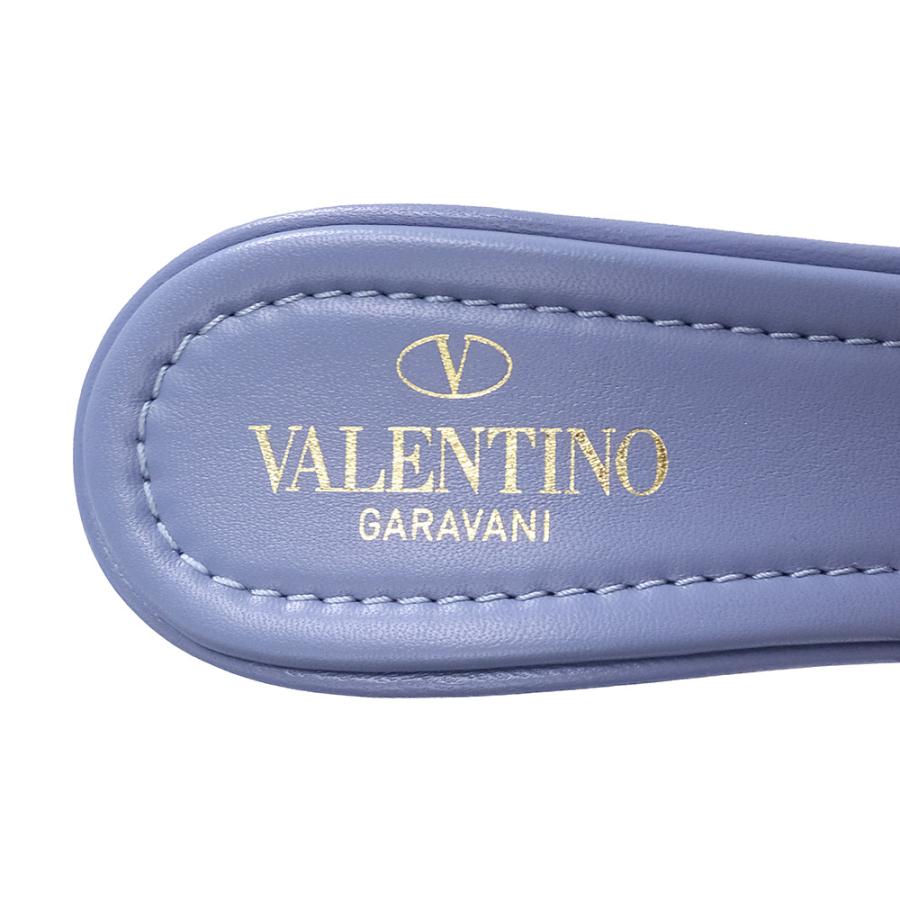 （新品・未使用品）ヴァレンティノ ガラヴァーニ Valentino Garavani ローマンスタッド スライド #37 24cm 靴 サンダル ナッパレザー 青 ゴールド金具 WW2S0BK3の画像