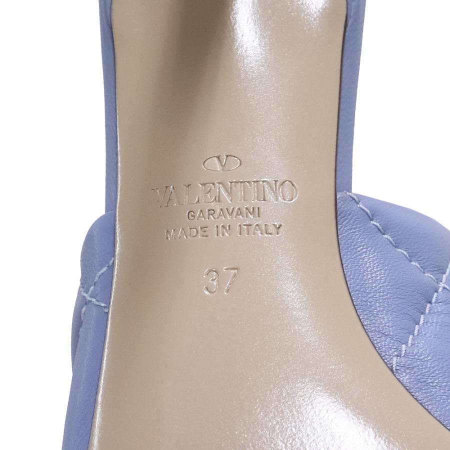 （新品・未使用品）ヴァレンティノ ガラヴァーニ Valentino Garavani ローマンスタッド スライド #37 24cm 靴 サンダル ナッパレザー 青 ゴールド金具 WW2S0BK3の画像