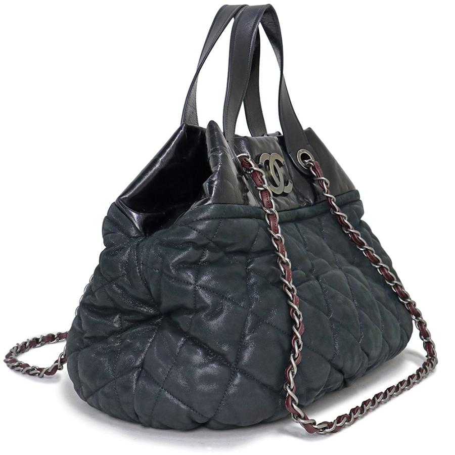 CHANEL シャネル インザミックス マトラッセ ココマーク チェーンショルダーバッグ 2WAY トートバッグ スパークルレザー ブラック 黒 A49683 CHANEL（シャネル） インザミックス マトラッセ ココマーク チェーン