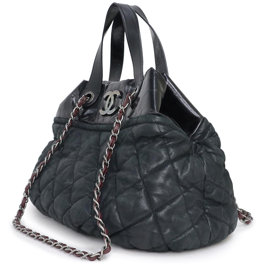 （中古）シャネル CHANEL ココマーク マトラッセ インザミックス チェーン 2way トート ショルダー ハンドバッグ スパークルレザー ブラック 黒 アンティークシルバー金具 A49683 CHANEL（シャネル） （中古）シャネル ココマーク マトラッセ インザ
