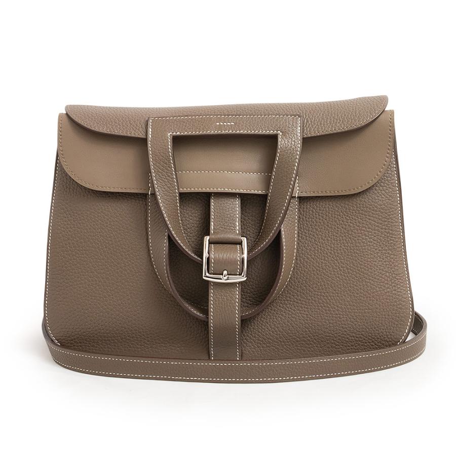 （美品）エルメス HERMES アルザン 2WAY ショルダー ハンドバッグ 斜め掛け トリヨンクレマンス レザー エトゥープ グレージュ シルバー金具 C刻印 HERMES（エルメス） （美品）エルメス アルザン 2WAY ショルダー