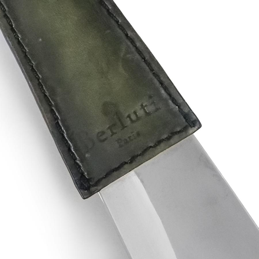 ベルルッティ シューホーン 靴べら レザー カーキ シルバー 緑 Berluti（中古） 中古）ベルルッティ Berluti シューホーン 靴べら レザー カーキ