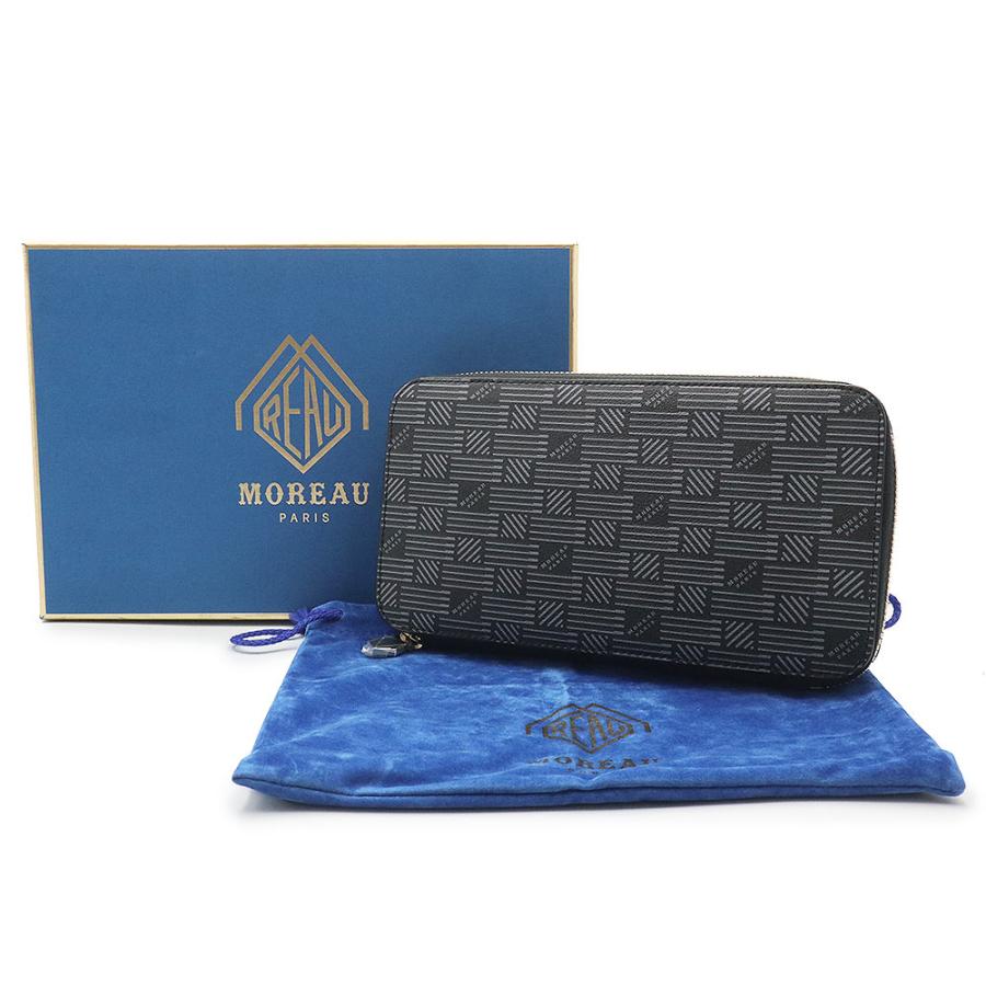 （新品・未使用品）モロー パリ MOREAU PARIS コンチネンタル ラウンドファスナー ジップウォレット 長財布 カーフスキン レザー ブラック 黒 ゴールド金具 箱付の画像