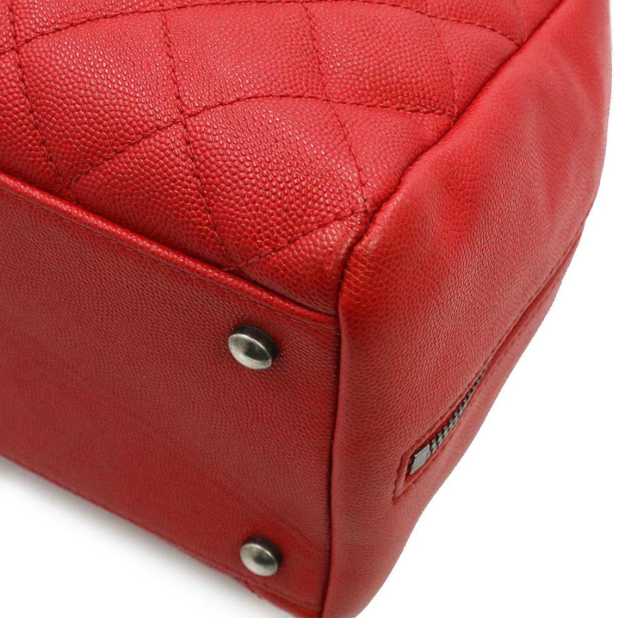 （中古）シャネル CHANEL マトラッセ 2WAY チェーン ボーリング ショルダー ハンドバッグ 斜め掛け キャビアスキン レザー レッド 赤 アンティークシルバー金具_12