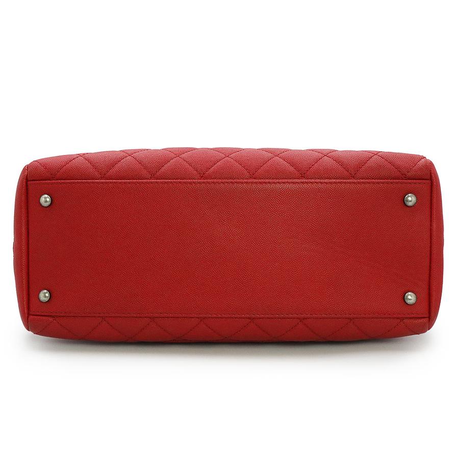 （中古）シャネル CHANEL マトラッセ 2WAY チェーン ボーリング ショルダー ハンドバッグ 斜め掛け キャビアスキン レザー レッド 赤 アンティークシルバー金具_6