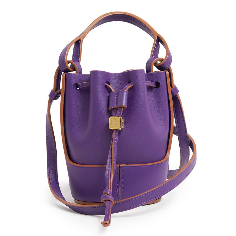 （未使用　展示品）ロエベ LOEWE バルーンバッグ ナノ ドローストリング 巾着 2WAY ショルダー ハンドバッグ 斜め掛け カーフスキン レザー パープル ゴールド金具 A710R85X01 LOEWE（ロエベ） （未使用 展示品）ロエベ バルーンバッグ ナノ ドロー