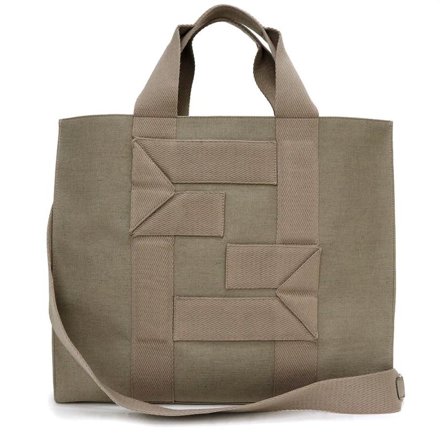（未使用　展示品）フェンディ FENDI ショッピングバッグ 2way ショルダー トートバッグ 斜め掛け キャンバス トリュフ グレージュ シルバー金具 7VA558 FENDI（フェンディ） （未使用 展示品）フェンディ ショッピングバッグ