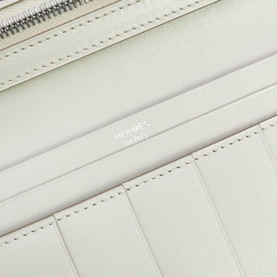 （未使用 展示品）エルメス HERMES ベアン スフレ タッチ 二つ折り財布 タデラクト リザード エキゾチックレザー グリペルル パールグレー フィセル X刻印の画像