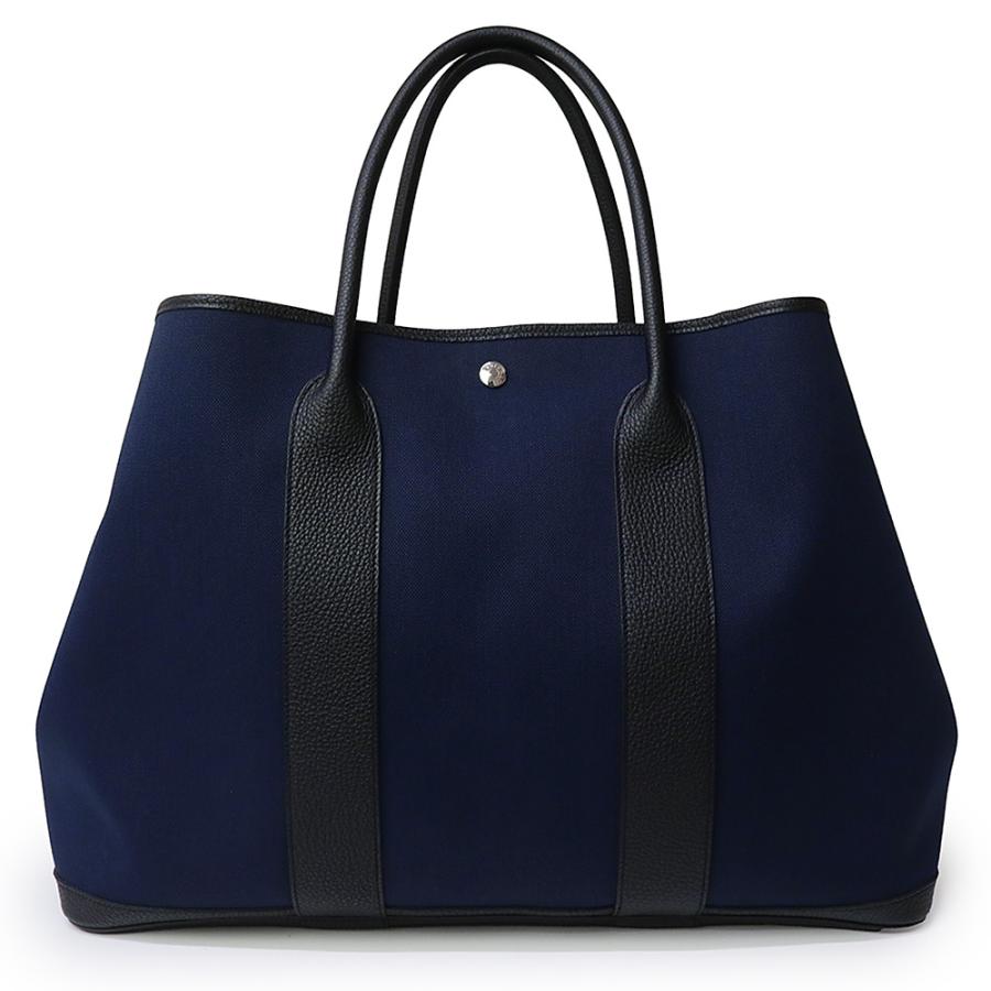 （未使用　展示品）エルメス HERMES ガーデンパーティ 49 GM ヴォヤージュ ハンドバッグ トワルミリタリー ネゴンダ レザー Bleu Nuit ブルーニュイ Noir ノワール  シルバー金具 Z刻印 HERMES（エルメス） （未使用 展示品）エルメス ガーデンパーティ 49
