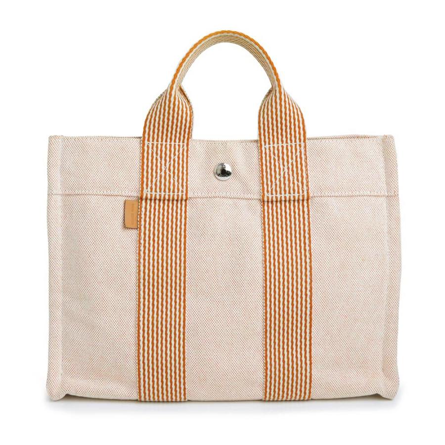 （中古）エルメス HERMES ニューフールトゥ PM トート ハンドバッグ トワルアッシュ キャンバス オレンジ シルバー金具 HERMES（エルメス） （中古）エルメス ニューフールトゥ PM トート