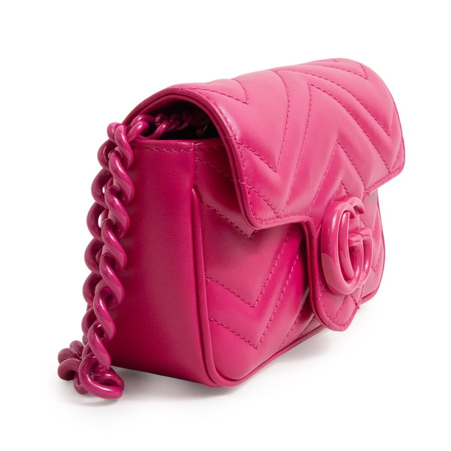 （新品・未使用品）グッチ GUCCI GG マーモント 3Way チェーン ベルト ウエスト ショルダー ハンドバッグ シェブロンレザー フューシャピンク 699757 箱付の画像