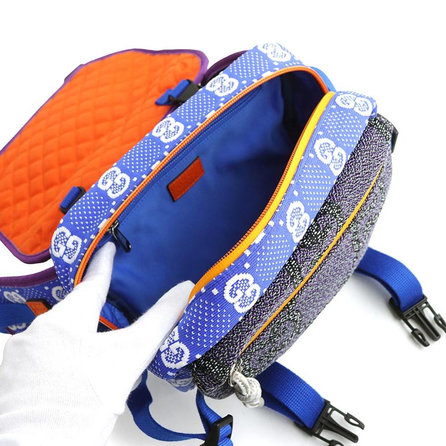 （新品・未使用品）グッチ GUCCI スモール バックパック ベルトバッグ リュック デイパック GGナイロン ラバー コットン ブルー パープル オレンジ 752100の画像