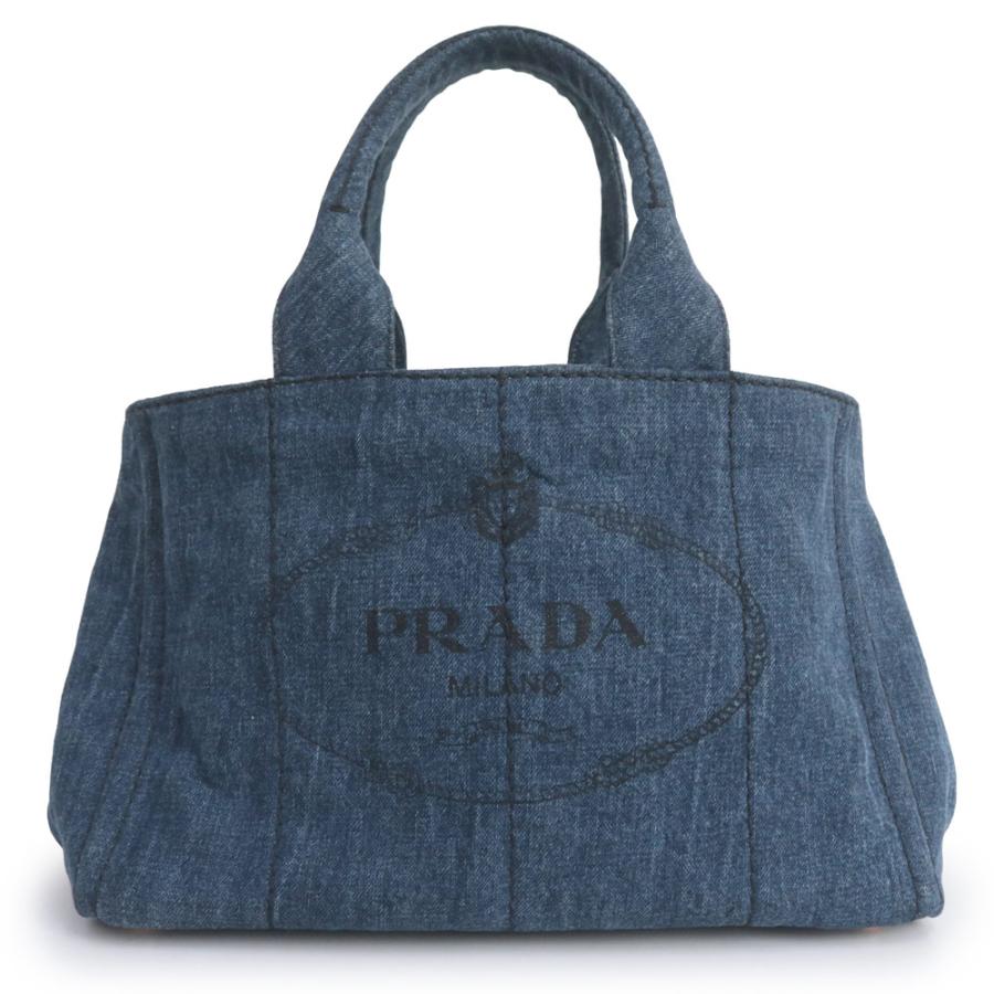 （美品）プラダ PRADA カナパ トライアングル 三角ロゴ トート ハンドバッグ デニム AVIO アヴィオ ブルー ネイビー ゴールド金具 B1877B PRADA（プラダ） （美品）プラダ カナパ トライアングル 三角ロゴ
