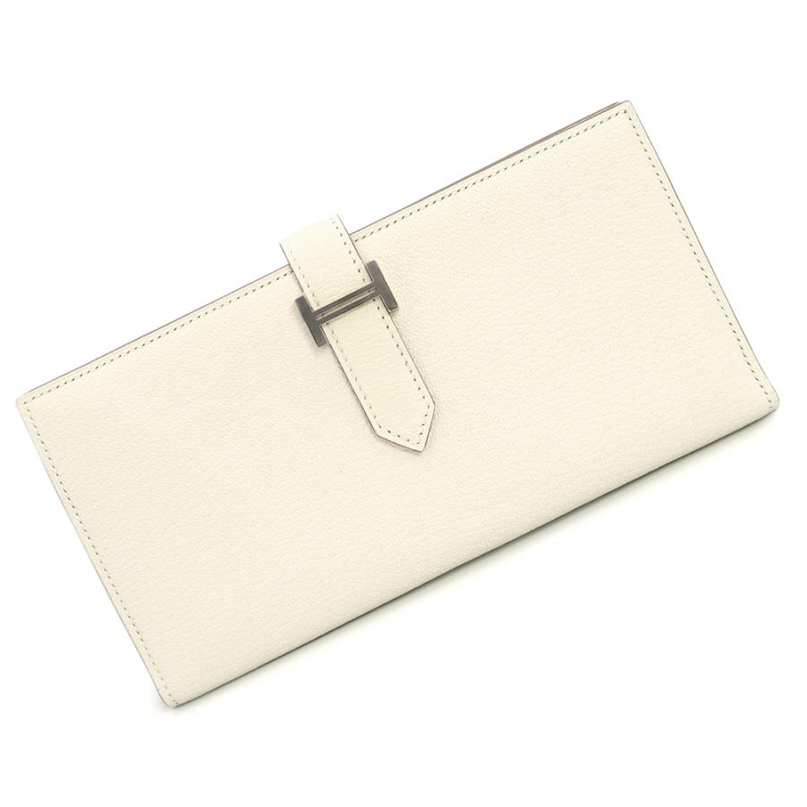 （新品・未使用品）エルメス HERMES ベアン スフレ 二つ折り長財布 シェブル シェーブルミゾール レザー ナタ ホワイト シルバー金具 U刻印 箱付 HERMES（エルメス） （新品・未使用品）エルメス ベアン スフレ 二