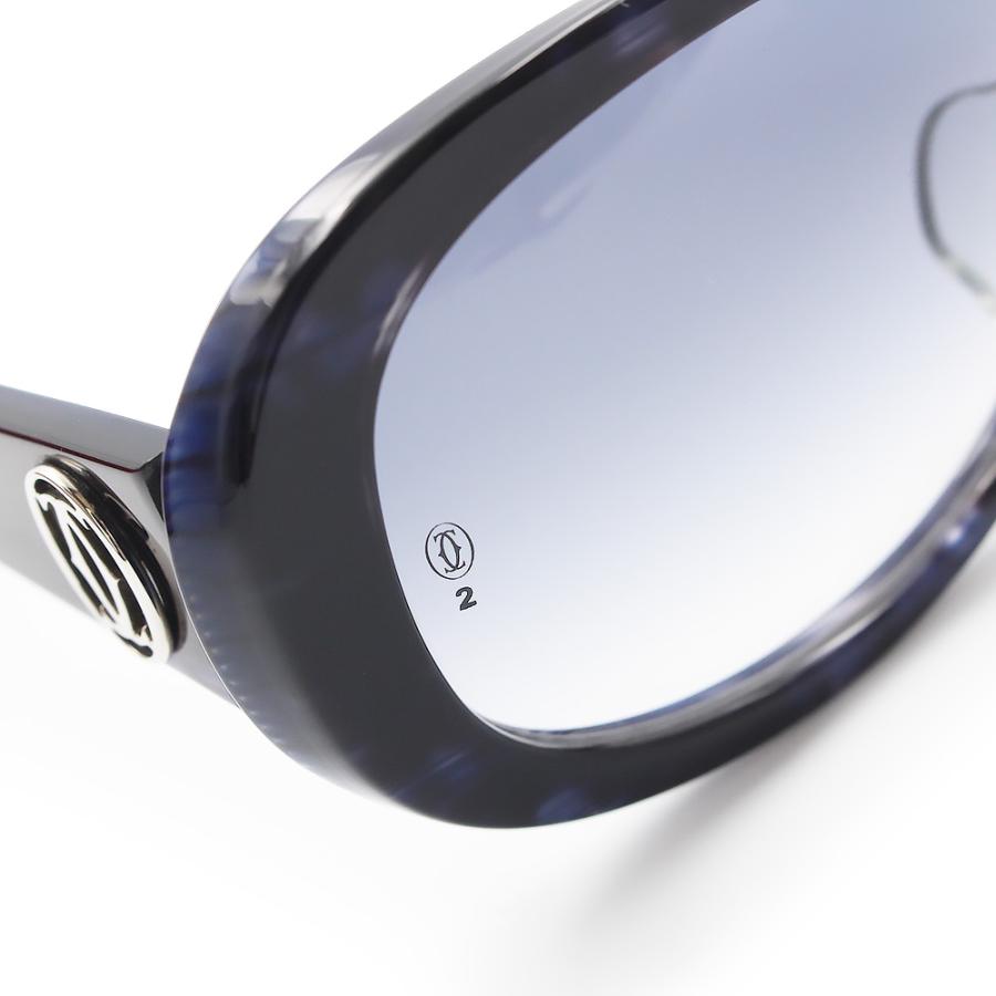 （中古）カルティエ Cartier 2C サングラス メガネ 眼鏡 アイウェア プラスチック ブルー シルバー金具 T8200875 箱付