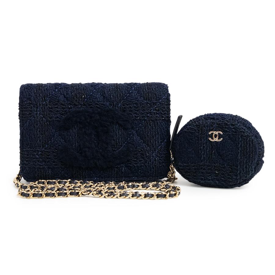 シャネル CHANEL ポーチ ココマーク マトラッセ ショルダーポーチ ネイビー