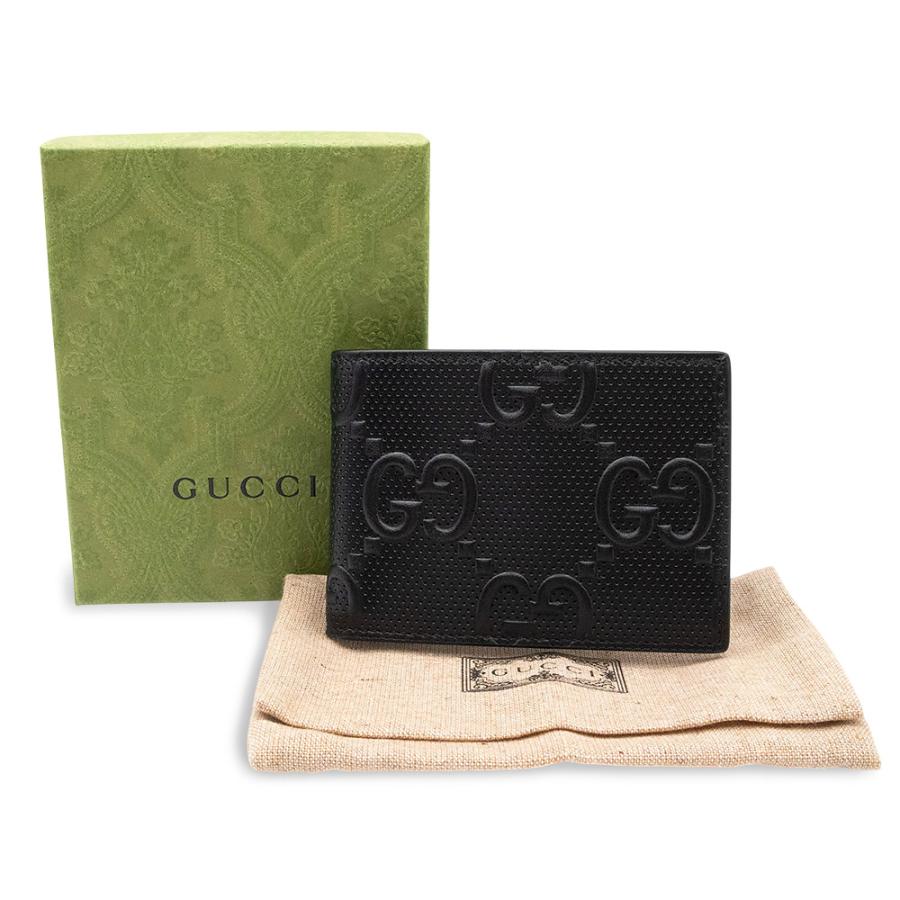 （新品・未使用品）グッチ GUCCI 札入れ 二つ折り財布 GGエンボスレザー ブラック 625559 箱付の画像
