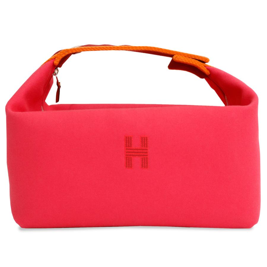 （未使用　展示品）エルメス HERMES ブリッド ア ブラック GM ポーチ バニティ セカンド ハンドバッグ コットン キャンバス ハイビスカス ピンク シルバー金具 HERMES（エルメス） （新品・未使用品）エルメス ブリッド ア ブラック
