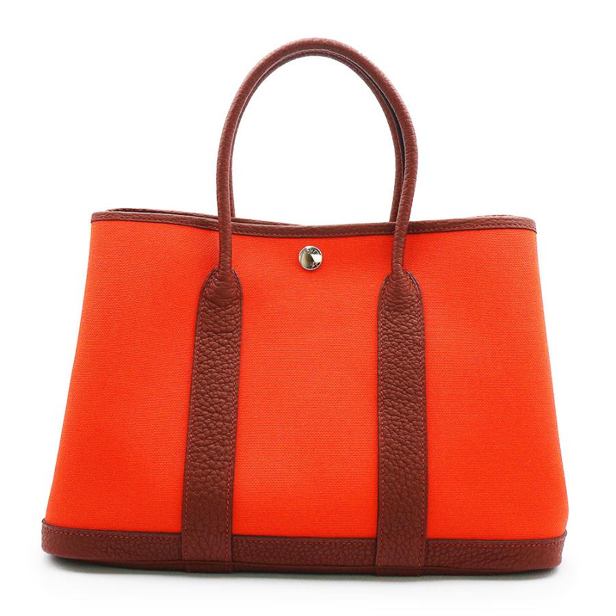 （未使用　展示品）エルメス HERMES ガーデンパーティ TPM 30 ハンドバッグ トワルミリタリー ヴァッシュカントリー レザー オレンジポピー ルージュアッシュ レッド シルバー金具 Z刻印 HERMES（エルメス） （未使用 展示品）エルメス ガーデンパーティ TPM