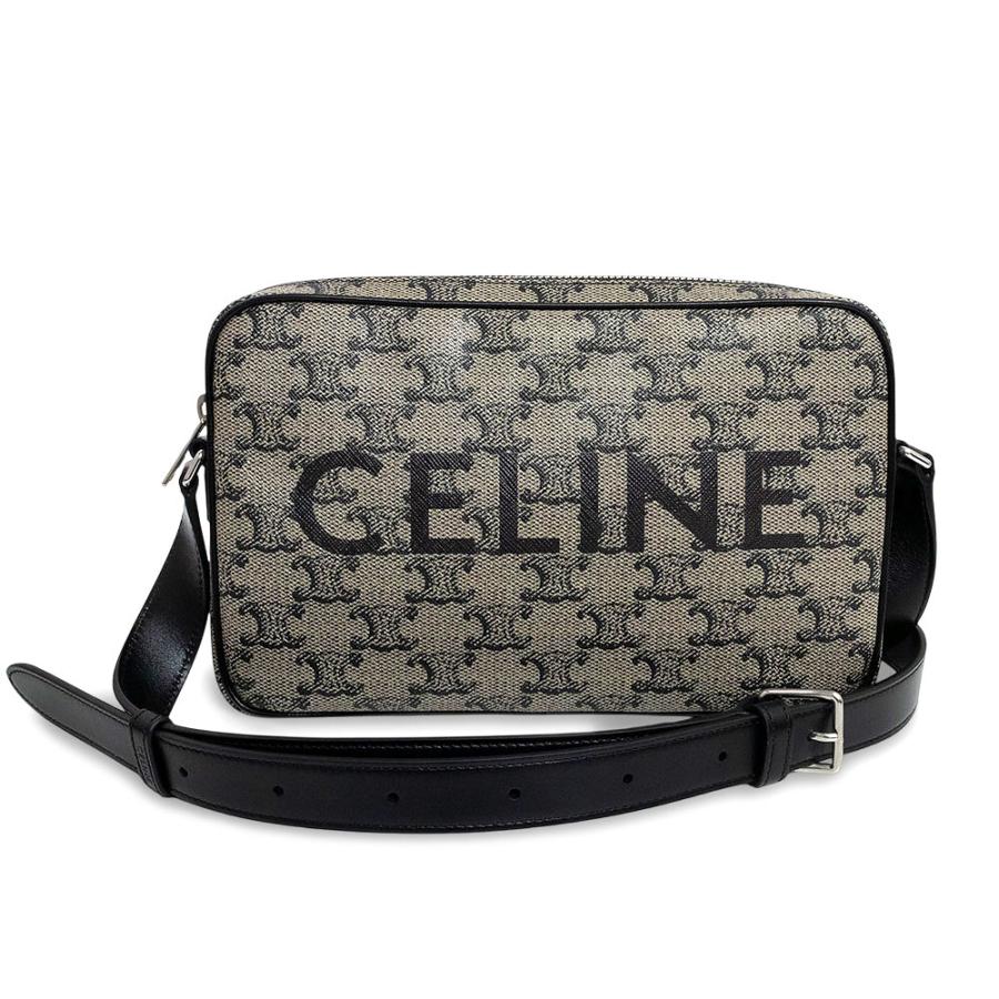 （未使用　展示品）セリーヌ CELINE ミディアム メッセンジャー ショルダーバッグ 斜め掛け トリオンフキャンバス カーフスキン レザー ベージュ ブラック シルバー金具 194502GED CELINE（セリーヌ） （未使用 展示品）セリーヌ ミディアム