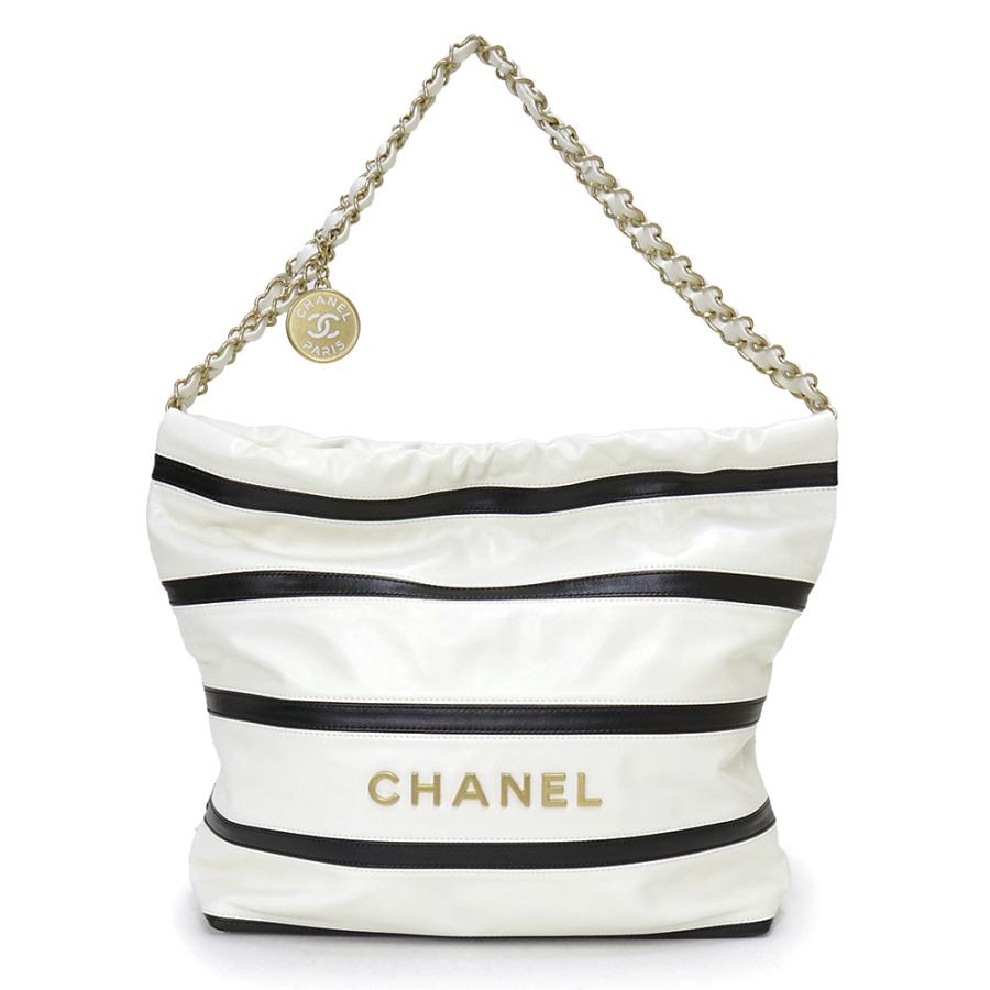 （未使用　展示品）シャネル CHANEL 22 スモール チェーン ハンドバッグ レザー ホワイト ブラック ゴールド金具 AS3260 CHANEL（シャネル） （未使用 展示品）シャネル CHANEL 22 スモール