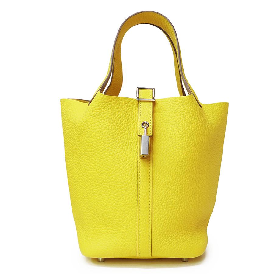 （未使用　展示品）エルメス HERMES ピコタンロック 18 PM ハンドバッグ トリヨンクレマンス レザー ライム イエロー シルバー金具 U刻印 HERMES（エルメス） （未使用 展示品）エルメス ピコタンロック 18 PM