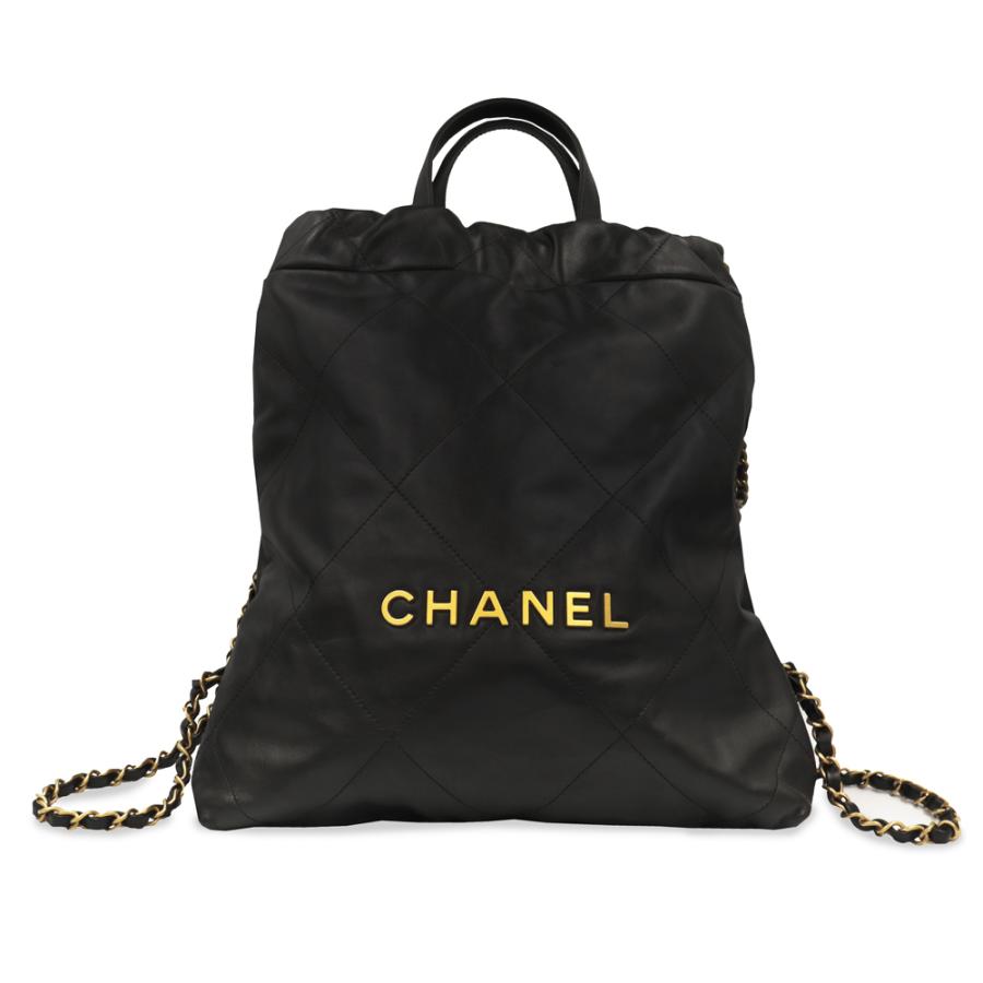 （未使用　展示品）シャネル CHANEL 22 バッグパック リュック デイパック シャイニーカーフスキン ブラック ゴールド金具 AS3859 CHANEL（シャネル） （未使用 展示品）シャネル CHANEL 22 バッグ