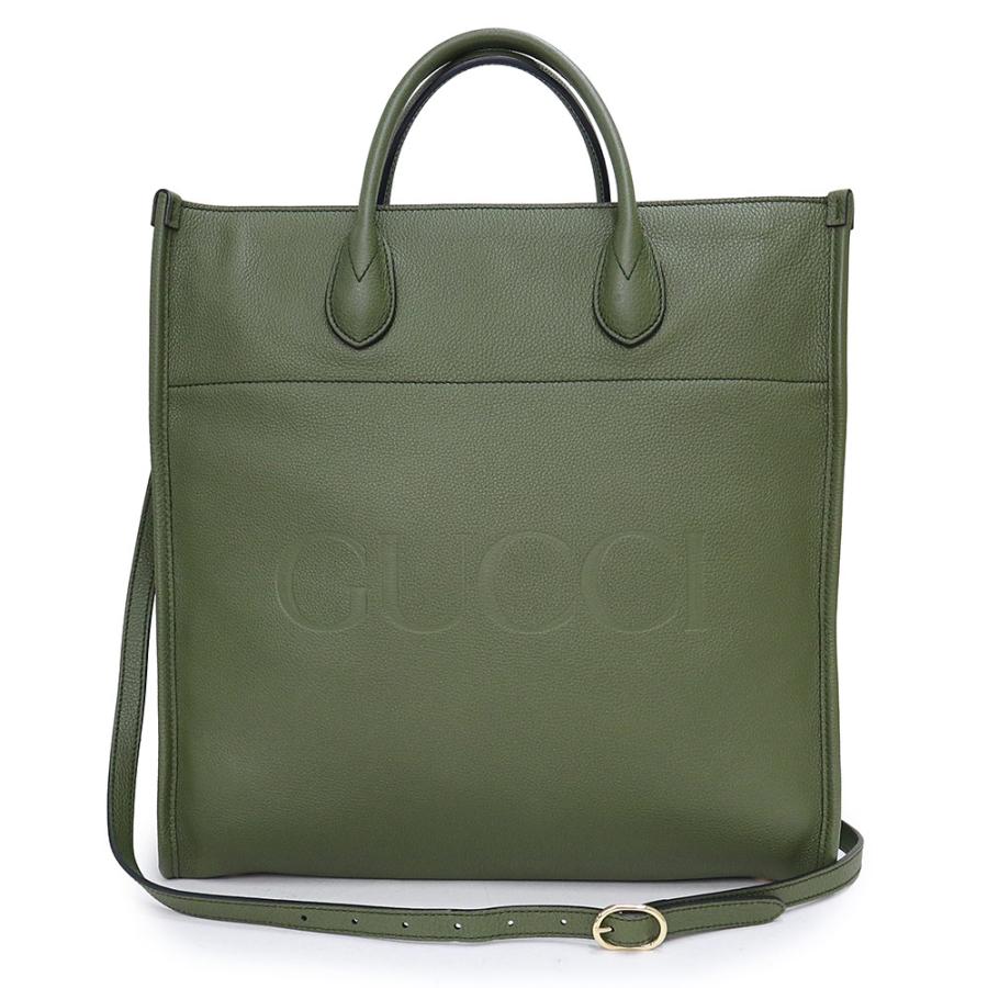（未使用　展示品）グッチ GUCCI エンボス ロゴ ミディアム 2WAY ショルダー ハンドバッグ 斜め掛け レザー カーキ ゴールド金具 674850 GUCCI（グッチ） （未使用 展示品）グッチ エンボス ロゴ ミディアム