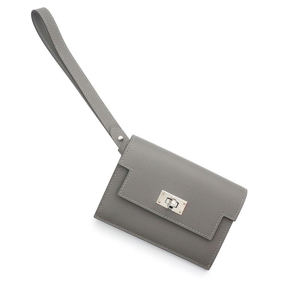 HERMES 二つ折り財布 グレー レザー エルメスケリー財布グレー レザー 二つ折り財布